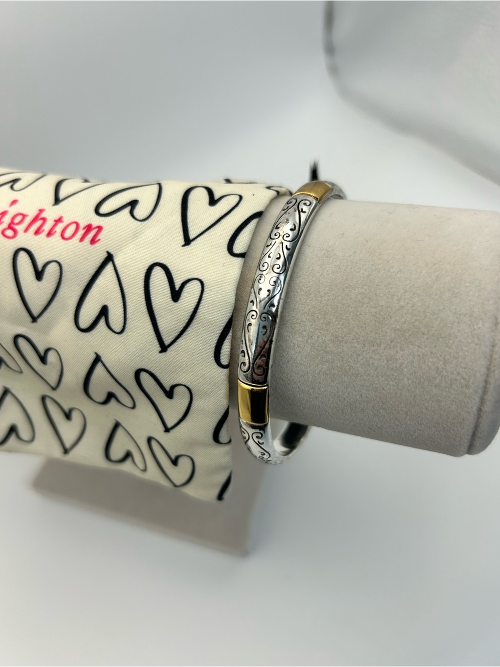 Brighton Venezia Bangle Bracelet Two-tone Gold Silver Plated 8" & Cloth Bag